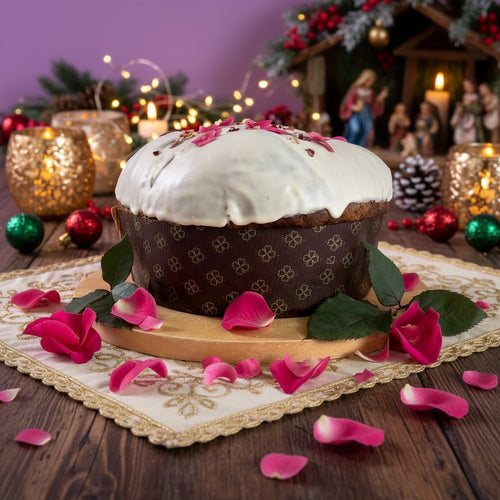 Panettone Artigianale Con Glassa Al Cioccolato Bianco 1.2 Kg Panettone Made In Italy 100% Sicilia Donna Isabella La Bottega Reale