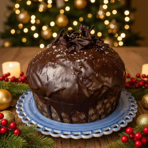 Panettone Artigianale Il Moro ripieno Al Cioccolato Fondente e cristalli di Sale 1.2 Kg Panettone Made In Italy 100% Sicilia presidio Slow Food