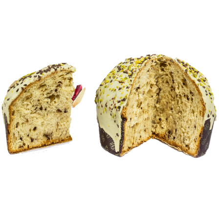 Panettone Artigianale con Cioccolato Siciliano e Pistacchio e Vaso di Crema Spalmabile 940gr