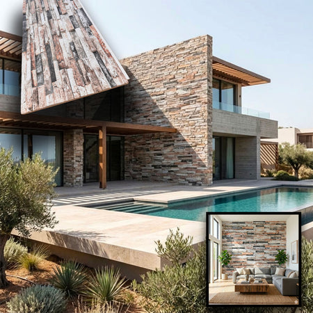 CAPPOTTO esterno - interno isolante in STYROFOAM 3D spess. 3,5cm (120x50cm) con resine e malta Pietre orizzontali