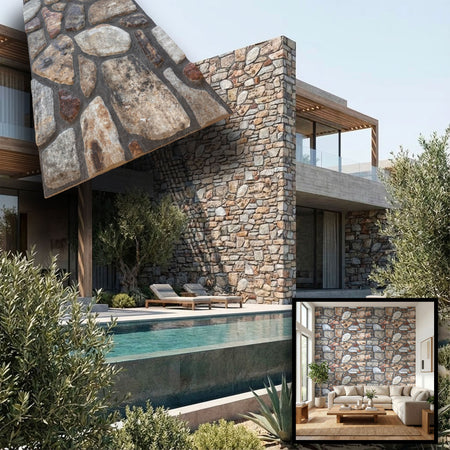 CAPPOTTO esterno - interno isolante in STYROFOAM 3D spess. 3cm (120x50cm) con resine e malta Pietra ossidata