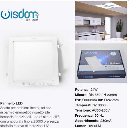 PANNELLO A LED TONDO O QUADRATO AD DA INCASSO LUCE FREDDA CALDA NEUTRA WISDOM  Trade Shop italia - Napoli, Commerciovirtuoso.it