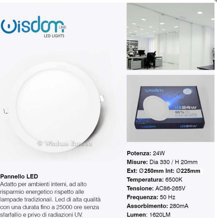PANNELLO A LED TONDO O QUADRATO AD DA INCASSO LUCE FREDDA CALDA NEUTRA WISDOM  Trade Shop italia - Napoli, Commerciovirtuoso.it