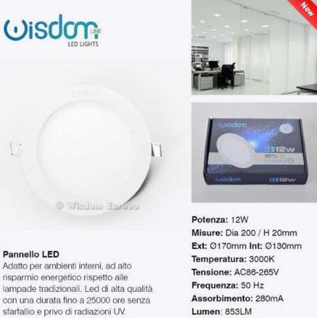 Pannello A Led Tondo O Quadrato Ad Da Incasso Luce Fredda Calda Neutra Wisdom Illuminazione/Illuminazione per interni/Lampadari lampade a sospensione e plafoniere/Plafoniere da ufficio Trade Shop italia - Napoli, Commerciovirtuoso.it