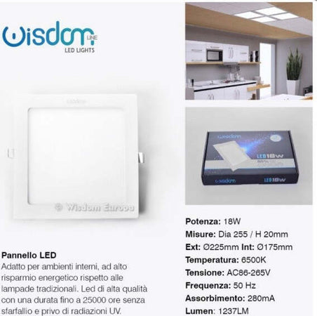 Pannello A Led Tondo O Quadrato Ad Da Incasso Luce Fredda Calda Neutra Wisdom Illuminazione/Illuminazione per interni/Lampadari lampade a sospensione e plafoniere/Plafoniere da ufficio Trade Shop italia - Napoli, Commerciovirtuoso.it