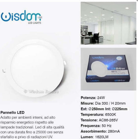 Pannello A Led Tondo O Quadrato Ad Da Incasso Luce Fredda Calda Neutra Wisdom Illuminazione/Illuminazione per interni/Lampadari lampade a sospensione e plafoniere/Plafoniere da ufficio Trade Shop italia - Napoli, Commerciovirtuoso.it