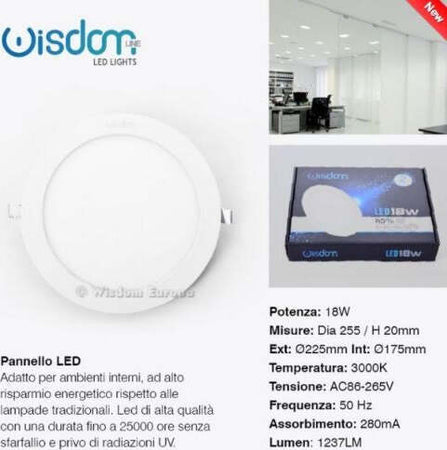 PANNELLO A LED TONDO O QUADRATO AD DA INCASSO LUCE FREDDA CALDA NEUTRA WISDOM  Trade Shop italia - Napoli, Commerciovirtuoso.it