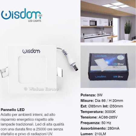 PANNELLO A LED TONDO O QUADRATO AD DA INCASSO LUCE FREDDA CALDA NEUTRA WISDOM  Trade Shop italia - Napoli, Commerciovirtuoso.it