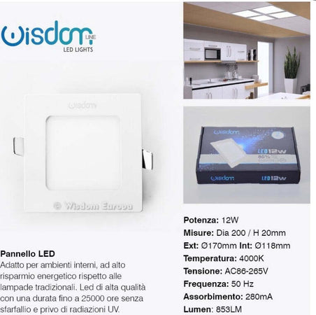 PANNELLO A LED TONDO O QUADRATO AD DA INCASSO LUCE FREDDA CALDA NEUTRA WISDOM  Trade Shop italia - Napoli, Commerciovirtuoso.it