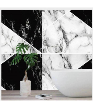 Pannello Adesivo Effetto Marmo Bianco Nero Pareti Paraschizzi 300 X 60 Cm Stanza
