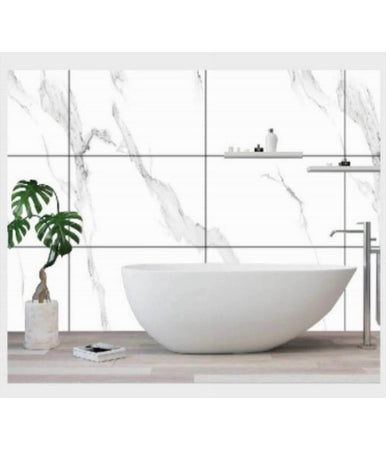 Pannello Adesivo Effetto Marmo Bianco Pareti Paraschizzi 300x60cm Stanza Cucina
