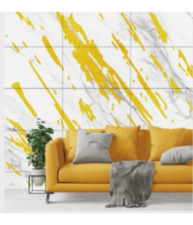 Pannello Adesivo Effetto Marmo Bianco Striato Oro Pareti Paraschizzi 300 X 60 Cm