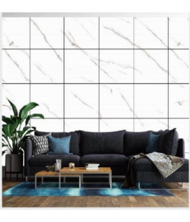 Pannello Adesivo Effetto Marmo Bianco Striato Pareti Paraschizzi 300x60cm Stanza