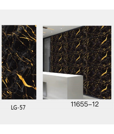 Pannello Adesivo Effetto Marmo Nero Con Oro Pareti Paraschizzi 300 X 60cm Stanza