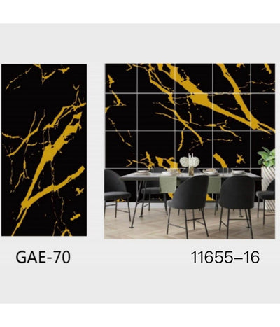 Pannello Adesivo Effetto Marmo Nero Striato Oro Pareti Paraschizzi 300x60cm Stanza