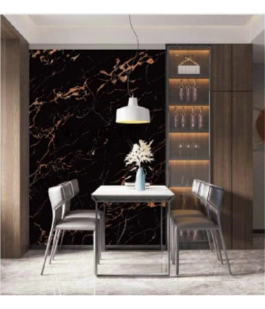 Pannello Adesivo Effetto Marmo Nero Venature Pareti Paraschizzi 300x60 Cm Stanza