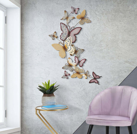 Pannello Da Muro Butterflies Oro/Bordeaux C Cm 59,5X4X111,5 Casa e cucina/Decorazioni per interni/Arte/Poster e stampe Led Mall Home - Napoli, Commerciovirtuoso.it