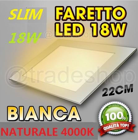 Pannello Faretto Led 18w Ad Incasso Slim Luce Bianca Calda Neutra Tondo Quadrato Illuminazione/Illuminazione per interni/Luci da incasso Trade Shop italia - Napoli, Commerciovirtuoso.it