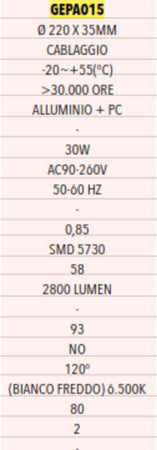 Pannello faretto led incasso tondo 30w 6500k luce fredda Illuminazione/Illuminazione per interni/Lampadari lampade a sospensione e plafoniere/Plafoniere da ufficio Led Mall Home - Napoli, Commerciovirtuoso.it