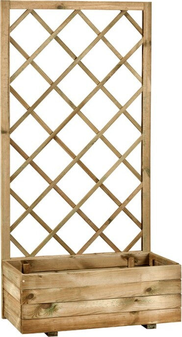 Pannello grigliato con fioriera in legno di pino naturale per recinzioni giardino e terrazzo h 140 cm Giardino e giardinaggio/Decorazioni per il giardino/Recinzioni decorative La Zappa - Altamura, Commerciovirtuoso.it