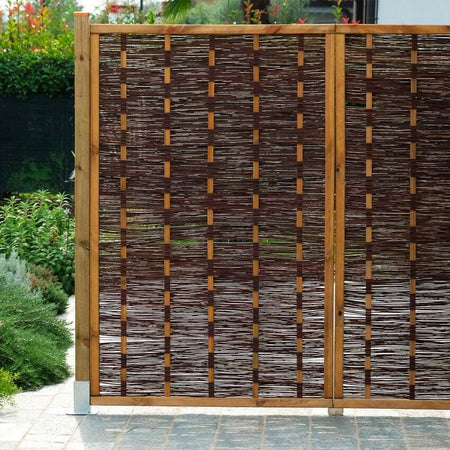 Pannello grigliato in legno di pino naturale con salice intrecciato barriera per recinzioni 115 x h 180 cm Giardino e giardinaggio/Decorazioni per il giardino/Recinzioni decorative La Zappa - Altamura, Commerciovirtuoso.it