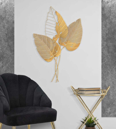 Pannello In Ferro Autumn Leaf Gold Cm 53X4X84,5 Casa e cucina/Decorazioni per interni/Arte/Poster e stampe Led Mall Home - Napoli, Commerciovirtuoso.it