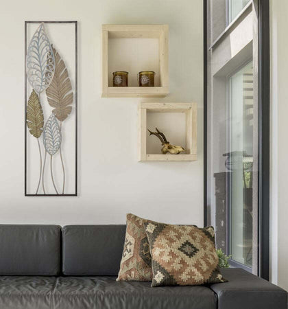 Pannello In Ferro E Legno Foglie -B- Cm 30,5X2,5X99,5 Casa e cucina/Decorazioni per interni/Arte/Poster e stampe Led Mall Home - Napoli, Commerciovirtuoso.it
