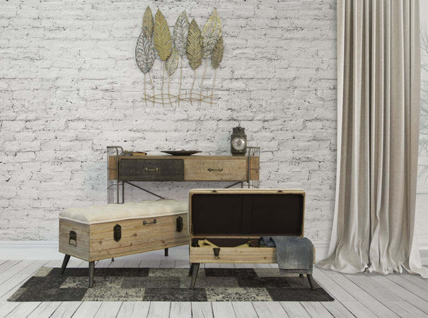 Pannello In Ferro E Legno Foglie -C- Cm 75X2,5X87 Casa e cucina/Decorazioni per interni/Arte/Poster e stampe Led Mall Home - Napoli, Commerciovirtuoso.it