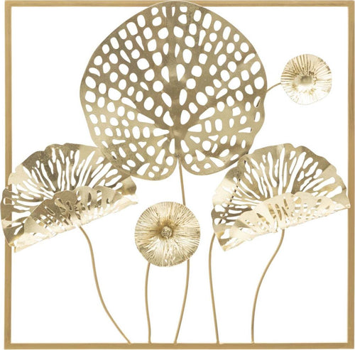 Pannello In Ferro Gold Flowers Cm 50X5X50 Casa e cucina/Decorazioni per interni/Arte/Poster e stampe Led Mall Home - Napoli, Commerciovirtuoso.it