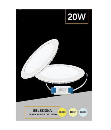 Pannello Led Incasso Rotondo Slim Plafoniera 20w 3 Colorazione Di Luce P225a-t3c