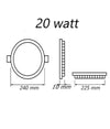 Pannello Led Incasso Rotondo Slim Plafoniera 20w 3 Colorazione Di Luce P225a-t3c