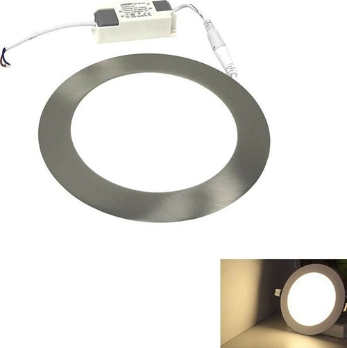 Pannello-Led-Luce-Naturale-4000k-Faretto-Slim-Incasso-12-W-In-Acciaio-Silver-Universo