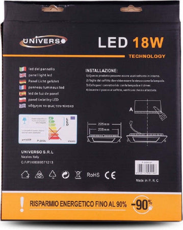 Pannello Led Slim 18w Incasso Quadrato In Pvc Luce Caldo Freddo Naturale P205aq Casa, arredamento e bricolage > Illuminazione da interno > Plafoniere per interno Trade Shop italia - Napoli, Commerciovirtuoso.it