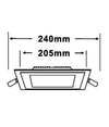 Pannello Led Slim Quadrato Incasso 24w Cornice Vetro Cct 3000k 4000k 6500k P205e-q3c