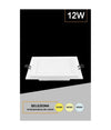 Pannello Led Slim Quadrato Incasso Cornice Vetro 12w Cct 3000k 4000k 6500k P125e-q3c