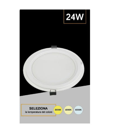 Pannello Led Slim Tondo Incasso Cornice Vetro 24w Cct 4000k 3000k 6500k P205e-t3c