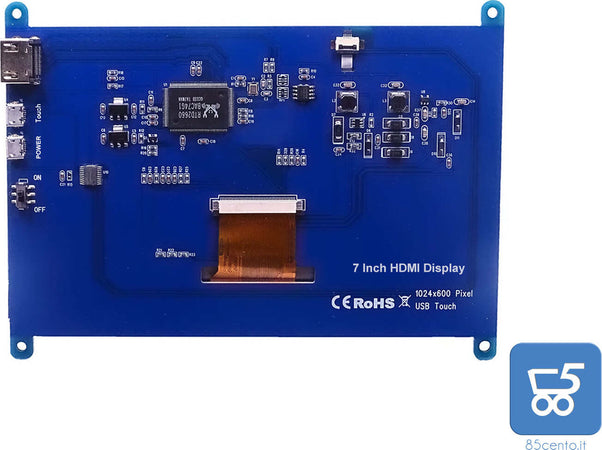 Pannello Monitor LCD IPS Touch Screen 7 Pollici per Raspberry PI HDMI 1024x600
