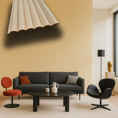 Asta intera 12x154x2800mm di Rivestimento Polimeri Boiserie cannettato Lamelli tondi eff. Touch VANILLA CLOUD