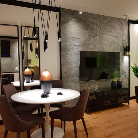 pannello rivoluzionario di Rivestimento interno-esterno in VERA PIETRA flessibile 280x122x0,3cm ANTRACITE Eternal Parquet