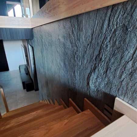 pannello rivoluzionario di Rivestimento interno-esterno in VERA PIETRA flessibile 280x122x0,3cm ANTRACITE Eternal Parquet