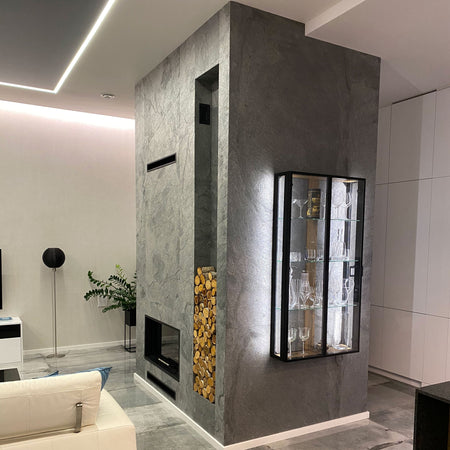 pannello rivoluzionario di Rivestimento interno-esterno in VERA PIETRA flessibile 280x122x0,3cm ANTRACITE
