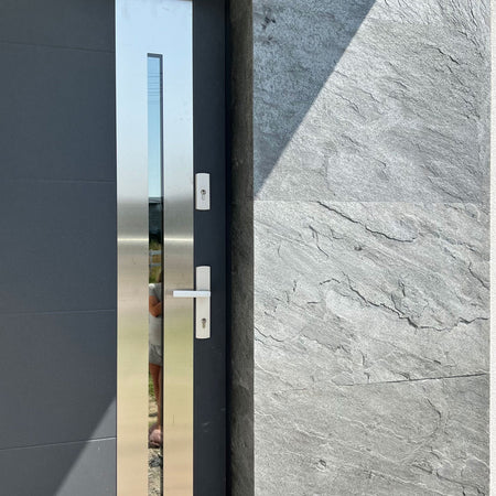 pannello rivoluzionario di Rivestimento interno-esterno in VERA PIETRA flessibile 280x122x0,3cm ANTRACITE