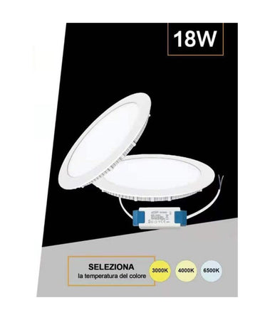 Pannello Smd Led Tondo Da Incasso 18w Con Driver Cct 3000k 4000k 6500k P205a-t3c