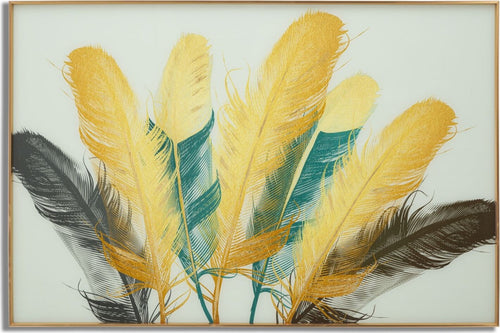 Pannello Vetro C/Cornice nFeathers Cm 80X3,5X120 Casa e cucina/Decorazioni per interni/Arte/Poster e stampe Led Mall Home - Napoli, Commerciovirtuoso.it