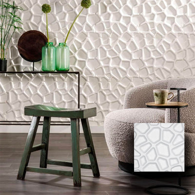 €1,99 Pannello in fibra naturale a parete 3D, rivestimento di lusso 3D 50X50cm BIANCO verniciabile GRIGLIA - Eternal Parquet