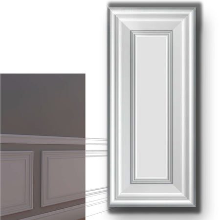 Pannello Bianco completo per boiserie 25x55x1,9cm con cornice in Duropolimero e riempimento in cartongesso