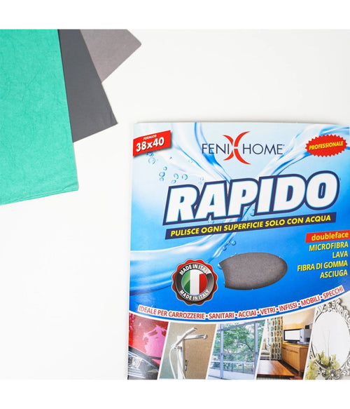 Panno Rapido 3 Pz Lava Sgrassa E Asciuga In Microfibra Fibra Di Gomma Multiuso