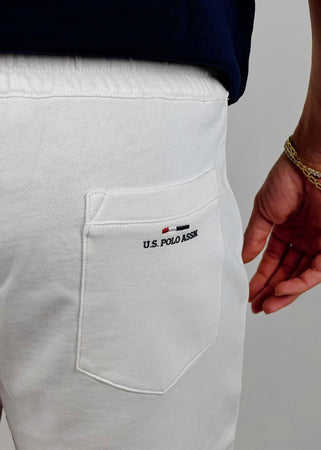 Pantaloncini-edri-bianco-con-logo-blu-scuro