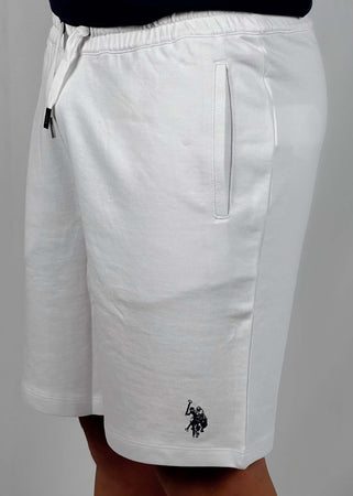 Pantaloncini-edri-bianco-con-logo-blu-scuro