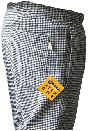 Pantalone Cuoco Siggi Quadretti Pied de Poule con Elastico Comodo Pantaloni Professionali per Cucina Candeggiabili